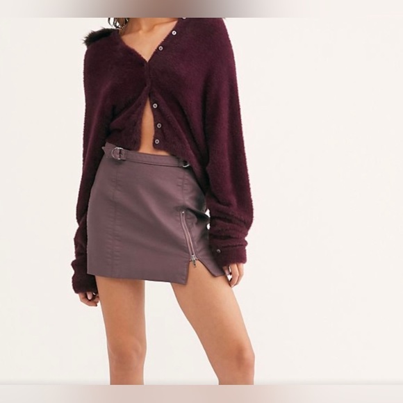 Purple Free People Midnight Magic Faux Leather Skirt - Picture 2 of 5